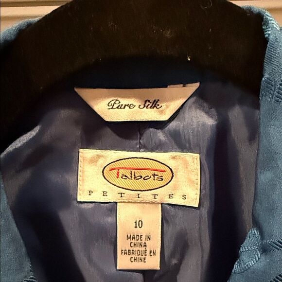 Talbots Teal Blue 100% Silk Blazer Size 10 - Picture 2 of 4